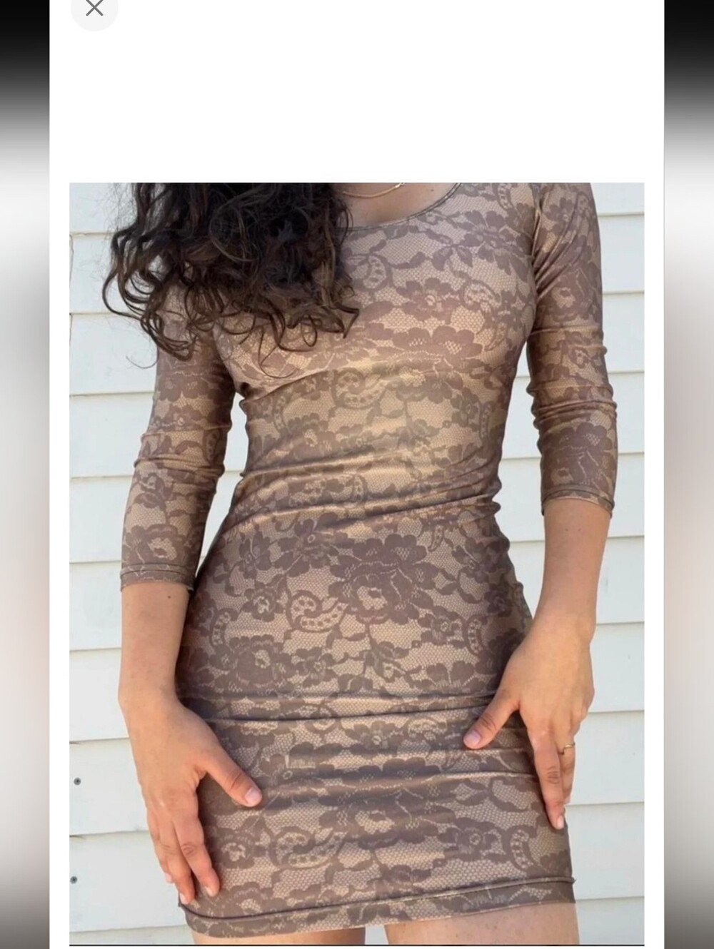 American Apparel Taupe Floral Bodycon Dress